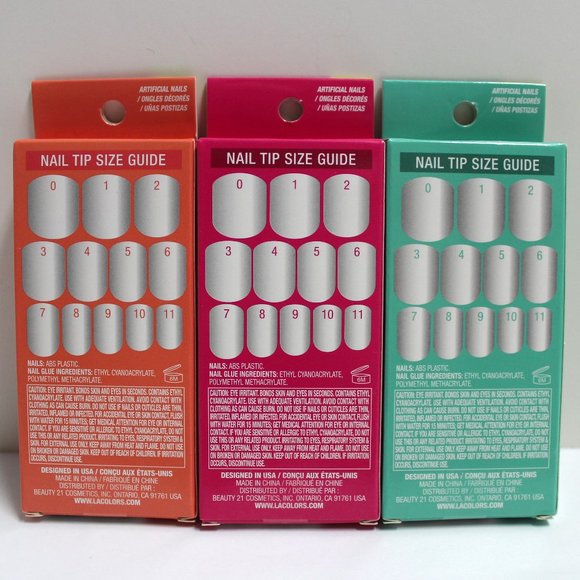 L.A. Colors Artificial Nail Tips - 3 Pack - Good Vibes, Flashy, Chill Out Colors - Picture 2 of 13